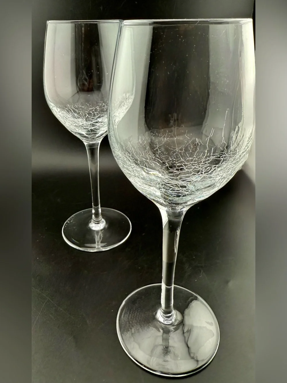 2 Pier 1  Crackled white wine glasses. 12oz